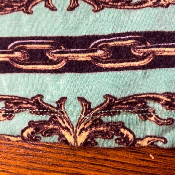 π· Buffalo David Bitton π· Sleeveless Green Gold Chain Geometric Pattern Dress - Picture 13 of 15